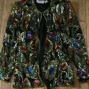 Laurence Jazz vintage sequin beaded jacket size XL fits  like a large.